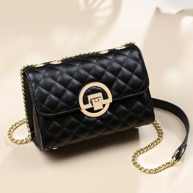 

2020 Genuine Leather Joker Oblique Satchel Female Lingge Single Shoulder Small Ck Bag