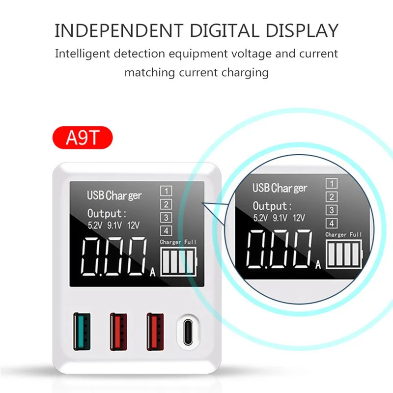 Портативный 30 Вт мини usb type-C зарядное устройство QC3.0 Быстрая зарядка светодиодный дисплей USB зарядное устройство для путешествий EU/US/UK переходник для IPhone samsung