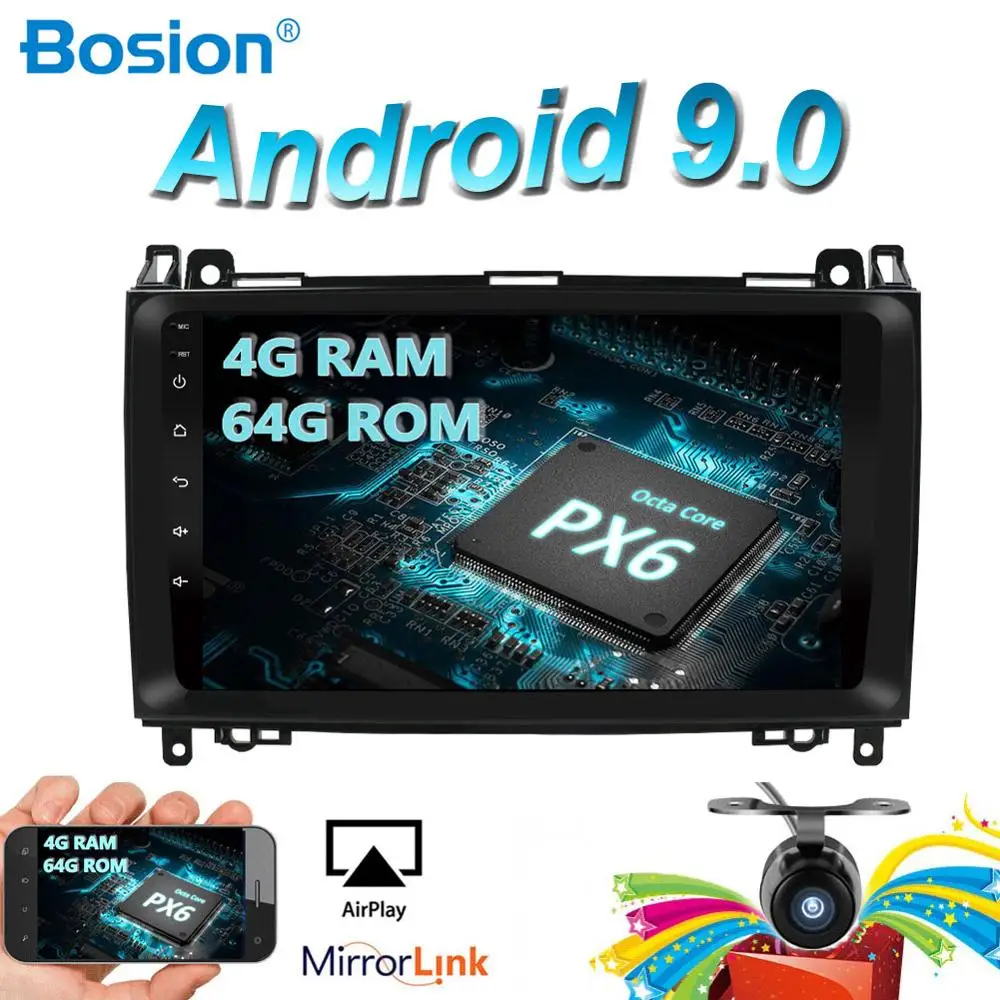 

4G 64G Android 9.0 2 Din Car Radio Stereo GPS for Mercedes Benz W639/Vito/Viano/W906 Sprinter/W169/W245 Wifi OBD DAB TV 4G SWC