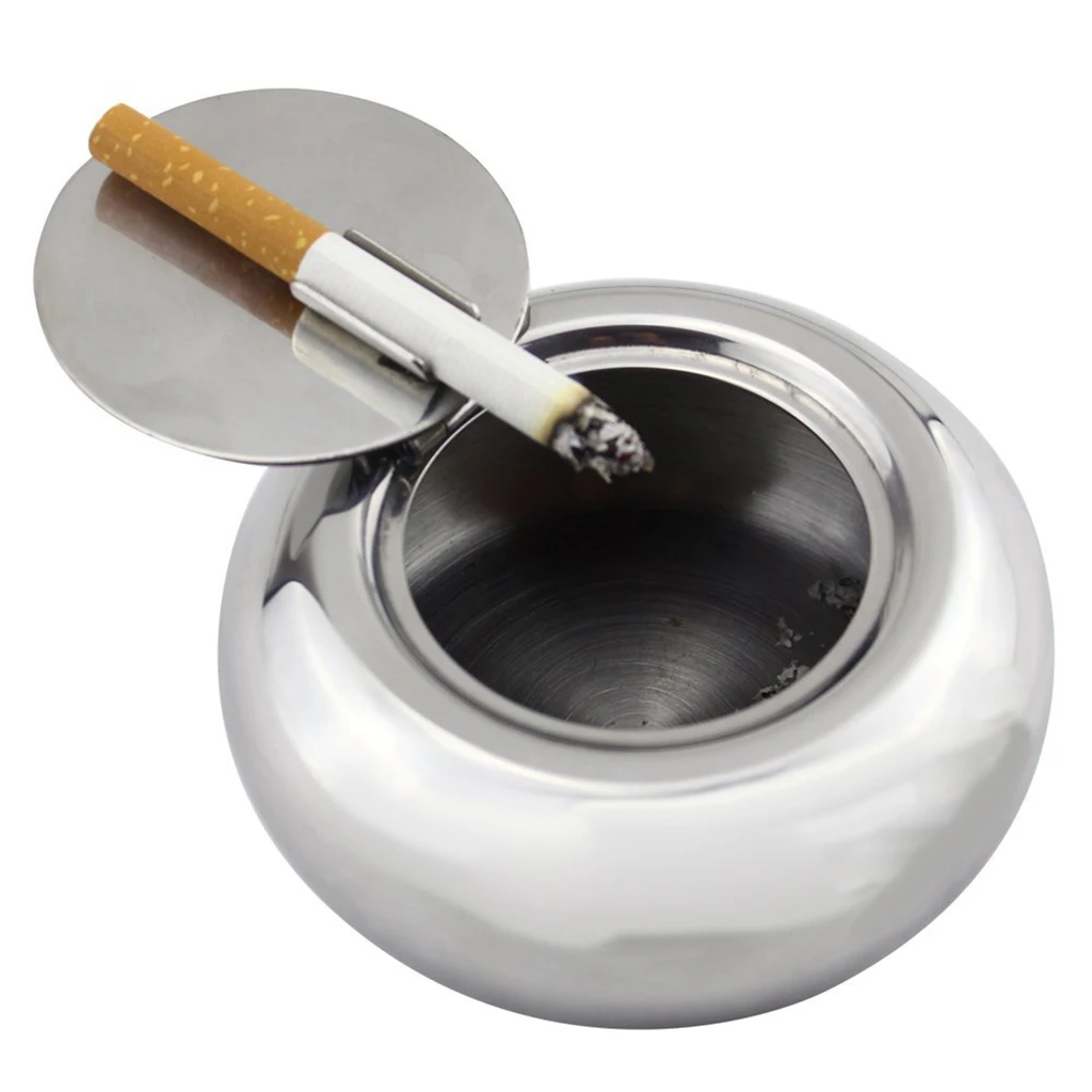 Stainless Steel Ash Tray Ashtray Car Auto Home Room Use with Fixed Groove