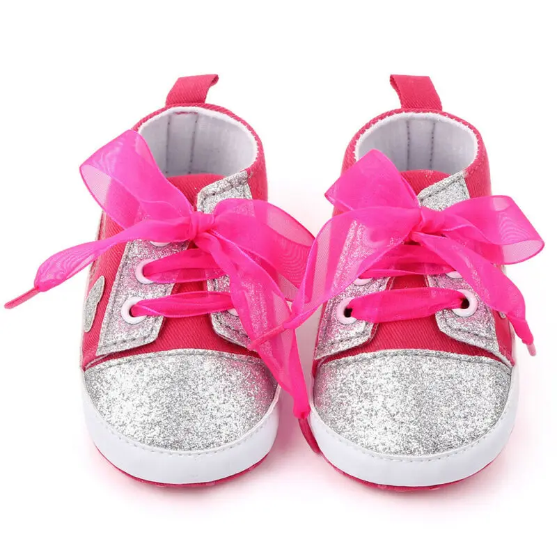 Stylish 0-18M Baby Boys Girls Canvas Shoes Kids Cute First Walkers Sneakers Soft Sole Crib Newborn Infant Toddler Lace Up Shoes