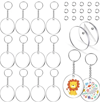 

Acrylic Keychain Blanks, Audab 108pcs Clear Keychains for Vinyl Kit Including 36pcs Acrylic Blanks, 36pcs Keychain Rings and 36p