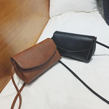 

Retro PU Leather Crossbody Bags For Women 2019 Travel Handbag Fashion Simple Shoulder Messenger Bag Ladies Cross Body bag black