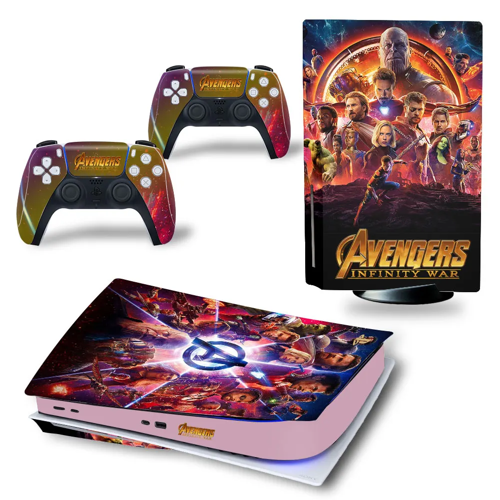 Marvel Iron Man PS5 Disk Skin Sticker Decal Cover for PlayStation 5 Console and 2 Controllers PS5 Disk Skin Sticker Vinyl 