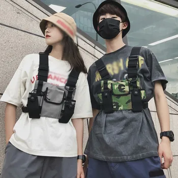 

Men Cool Chest Bag Unisex Military Style Vest Bags 2019 Street Trend Multi-Function Waterproof Oxford Chest Bag Vest Bag
