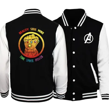 

The Avengers space power print men trend baseball uniform new style snap button sweatshirts 2019 fall winter black warm clothes