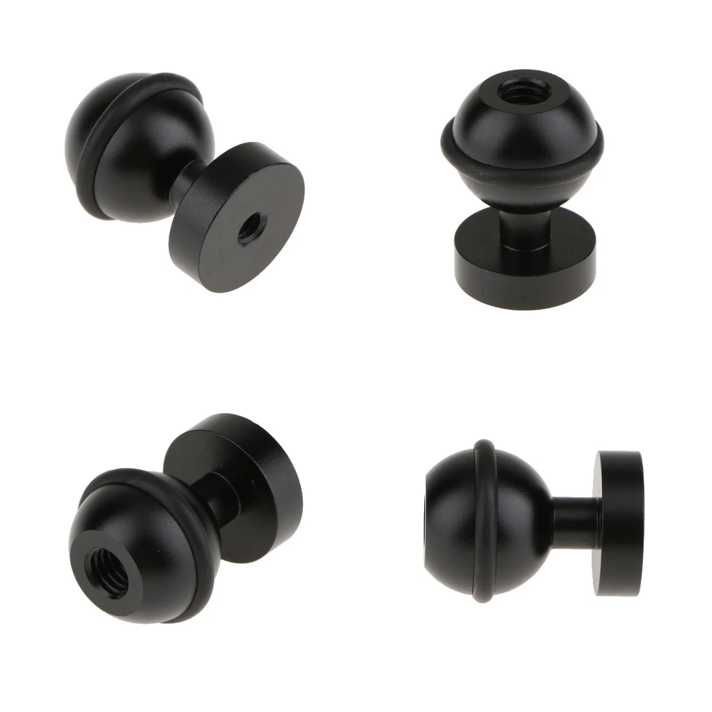 4 Pieces Arm 360 Degree Swivel Ball Head Mount for Hotshoe Underwater Bracket Black - Made of CNC Aluminum Alloy