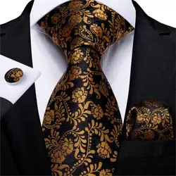 Свадебный Мужской галстук, черный, золотой, новый дизайн, шелковый галстук для мужчин, деловые, вечерние, 8 см., Прямая поставка, DiBanGu, галстук