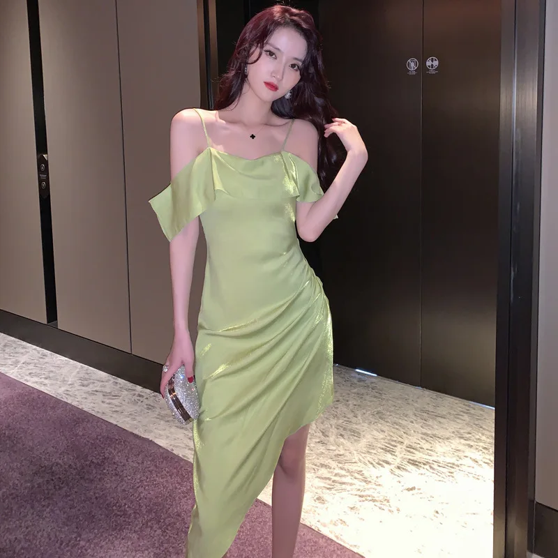 Платье 2020 летнее новое женское сексуальное платье с оборками и бретельками