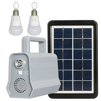 

LED Solar Power Panel Generator Kit Bluetooth Speaker USB Charger Home System + 2 LED Bulbs Outdoor Lighting Smartphone Charging