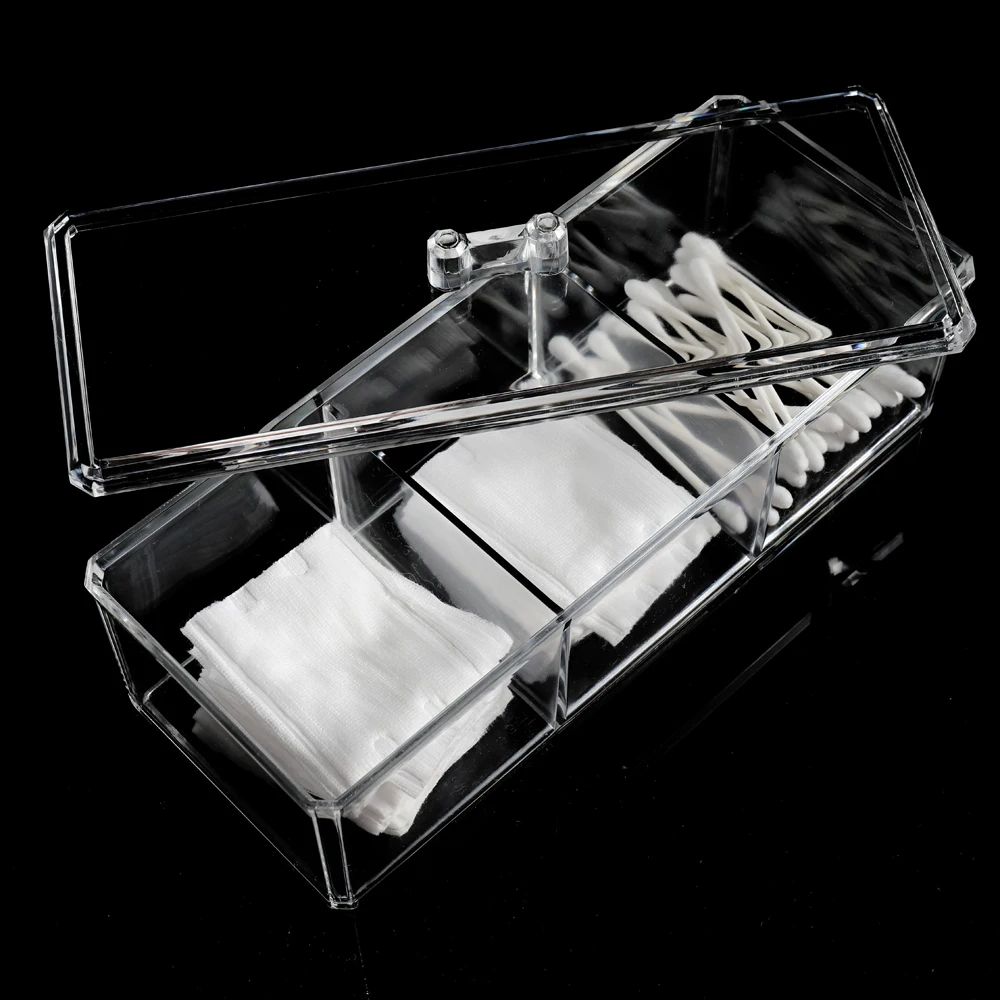 

Acrylic Storage Box Makeup Organizer 3 Compartment Transparent Storage Box Cosmetic Jewelry Storage Organizer with Dustproof Lid