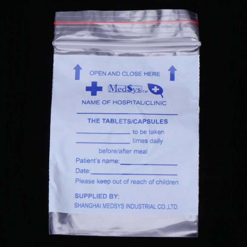100Pcs Disposable Pill PouchesZip Lock Transparent Medicine Storage Bags 7x9cm
