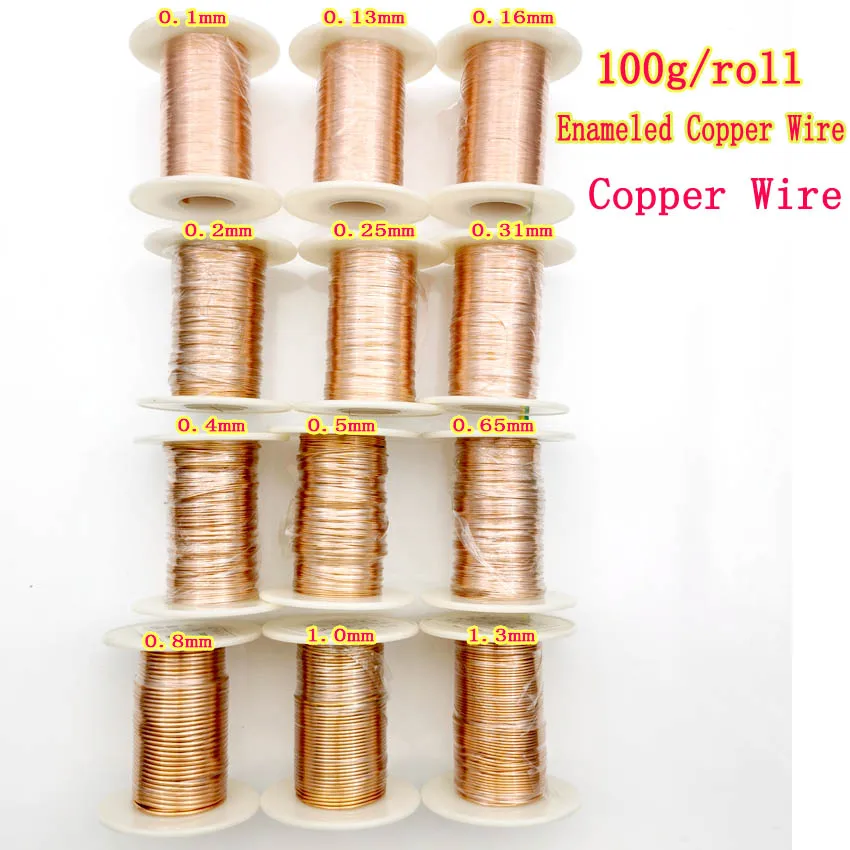 

100g/roll Polyurethane Enameled Copper Wire Varnished Diameter 0.1mm-1.3mm QA-1/155 2UEW For Transformer Wire Jumper