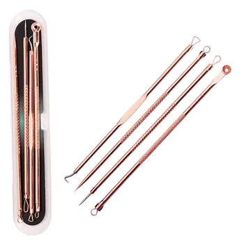 

4pcs/pack Stainless Steel Blackhead Extractor Removers Pimple Acne Treatment Needle Rose Gold