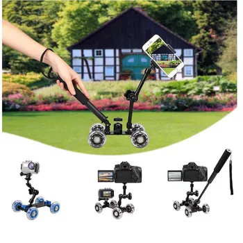 

Foleto Table Dolly Mini Car Skater Track Slider Rig DSLR Camera Video Film Magic Arm Selfie Tripod For canon nikon mobile phone