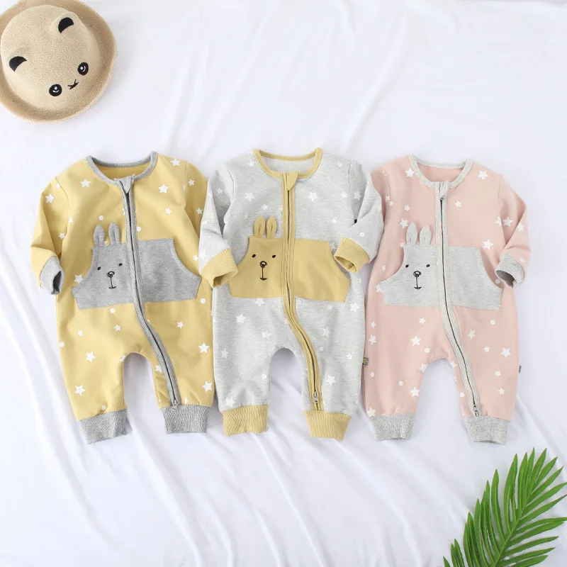 

2018 Spring And Autumn Clothes for Babies INS Hot Selling Korean-style Cartoon Pocket Newborns Casual Romper