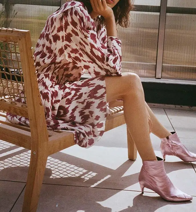 

SILK Print Mini DRESS Round Neck with buttoned Long Sleeves button cuffs FASHION DRESS WITH POCKETS