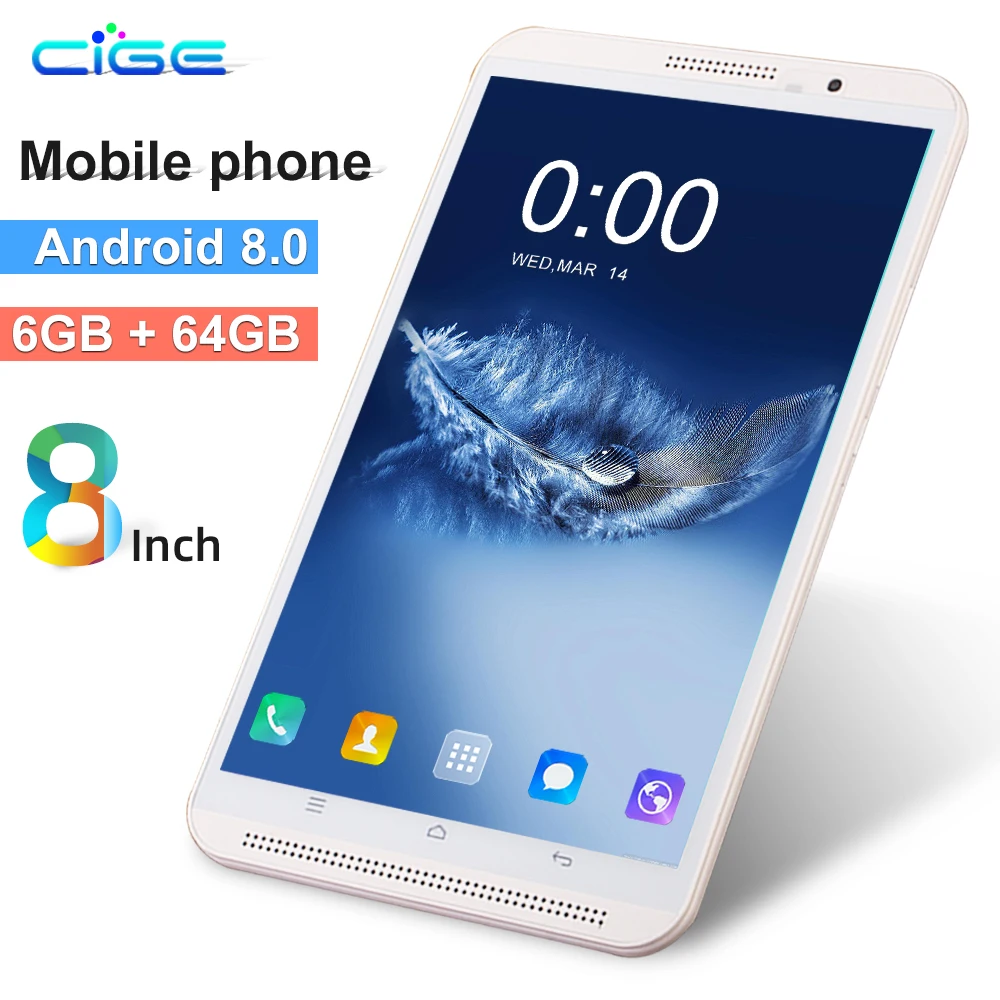 CiGe K8 8-дюймовый планшетный ПК 3G 4G Lte четыре ядра 6 ГБ ОЗУ 64 Гб ПЗУ две sim-карты 8 0 МП