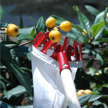 

Metal Red Farm Fruit Picker Outside Pruning Tools Portable Hand Tool Fruit Catcher Collector Gardening