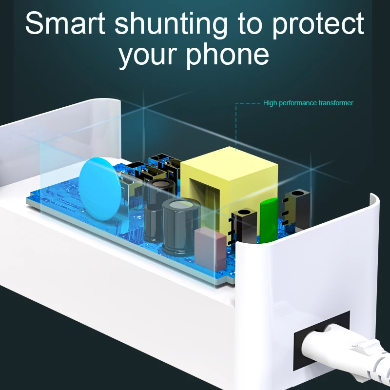 GOOJODOQ 8 Port USB Type C Charger Smart LED Display Quick Charge 3.0 USB Fast Charging Adapter 40W with Smart IC Travel Charger