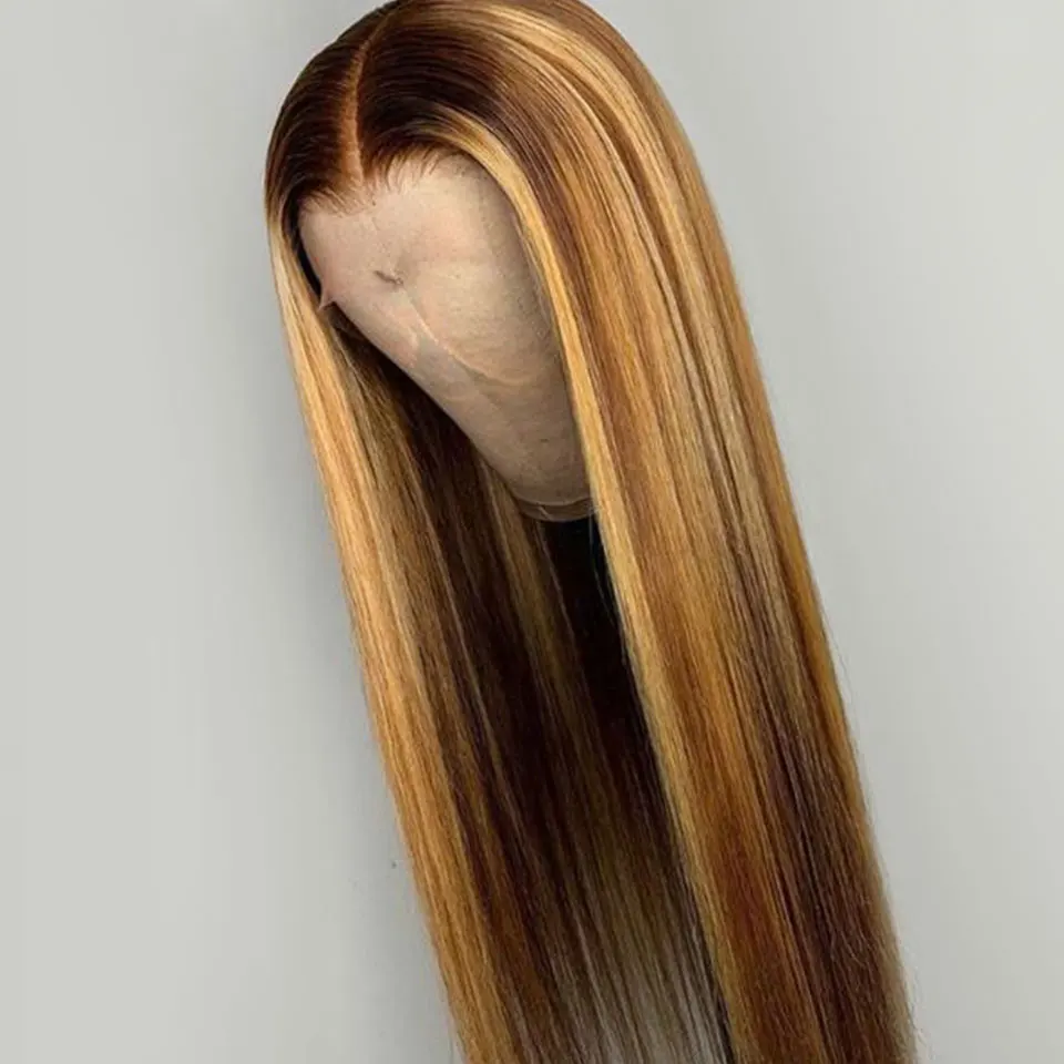 13*4 Длинные страгихт Омбре невидимые основные цвета кружева передние человеческие волосы парики для женщин бразильские волосы remy парик отбеленные узлы