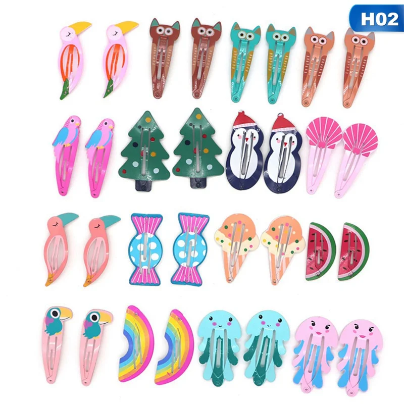 32Pcs /Set Hair Clips Lovely Cute Metal Animal Pattern Snap Hairpins Hair Accessories Barrettes For Teens Toddlers