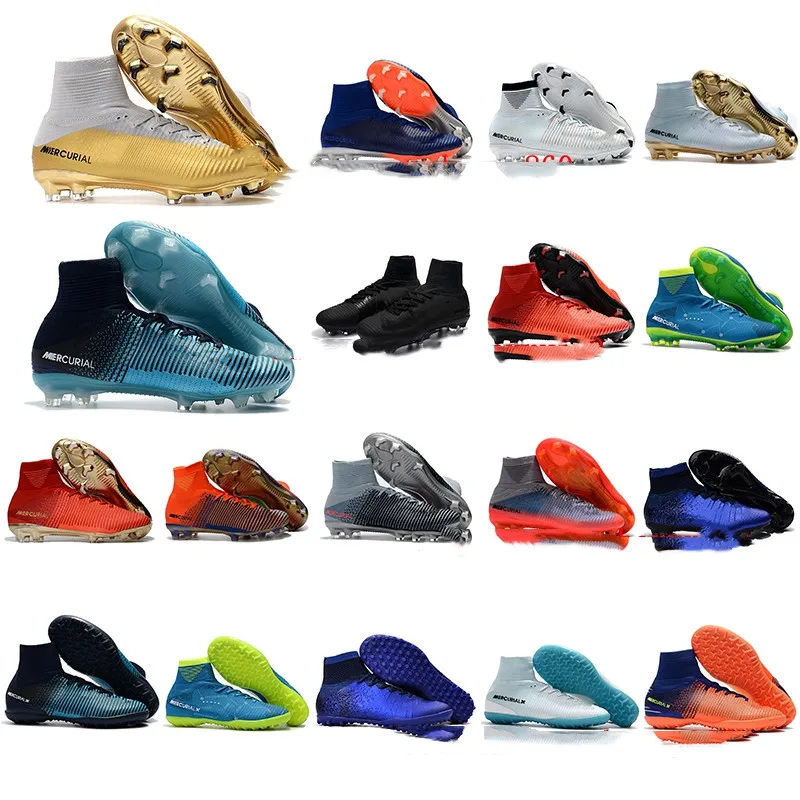 

2019 mens soccer cleats Mercurial Superfly V Ronalro FG indoor soccer shoes kids football boots cr7 boys neymar boots Rising Fas
