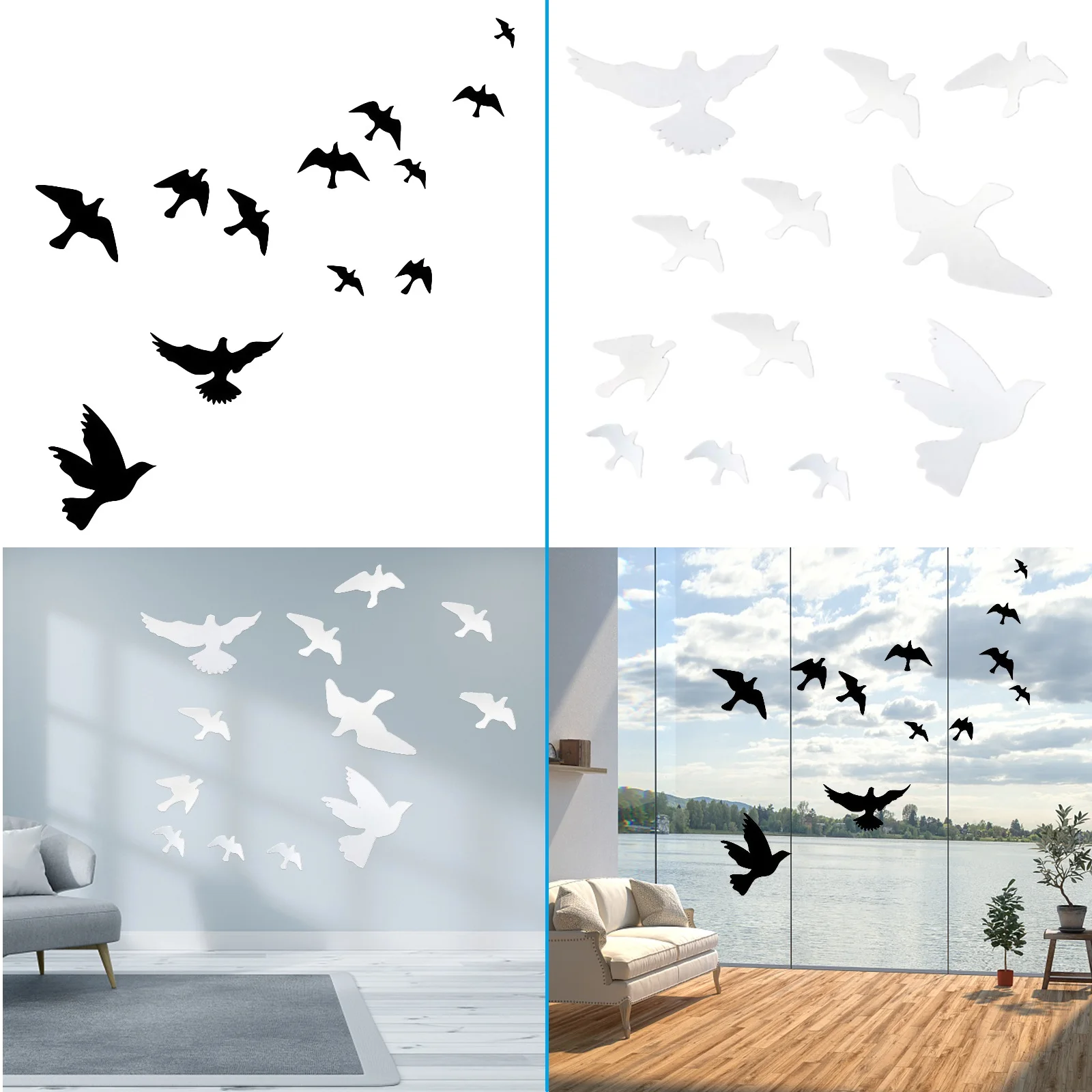Window Alert Bird Stickers Set Anti-Collision Doors and Windows Glass Decor Self-Adhesive Silhouettes Window Clings Sticker window stickers