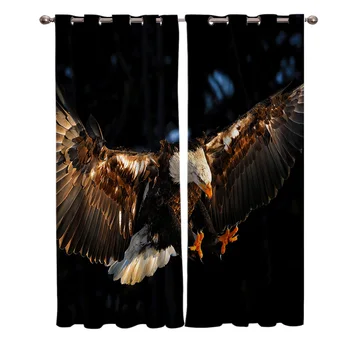 

Eagle Spreading Wings Flying Claws Curtains For Kids Boy Girl Bedroom Living Room Cortinas Custom Drape Kitchen Window Curtains