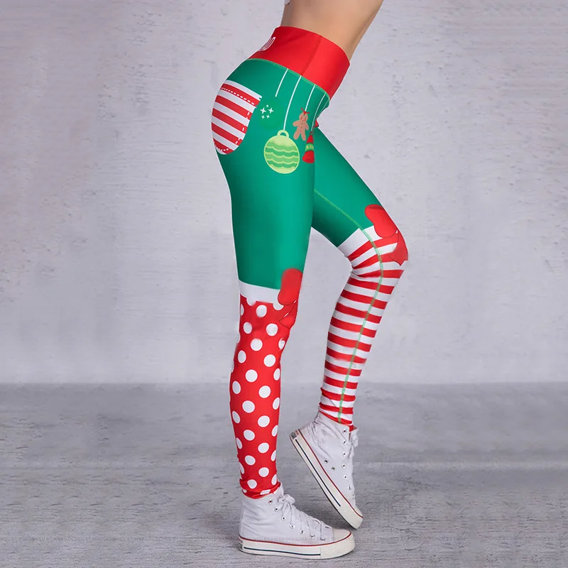 Напечатание рождественское леггинсы Для женщин плотные леггинсы для девочек брюки для девочек Высокая Талия Леггинсы Femme Kerstlegging обтягивающие брюки Одежда для тренировок, фитнеса, леггинсы - Цвет: DL-01