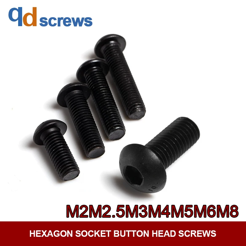 

10.9 grade M2M2.5M3M4M5M6M8 Hexagon Socket Button Head Screws inner hexagonal blackening bolt in round head ISO7380