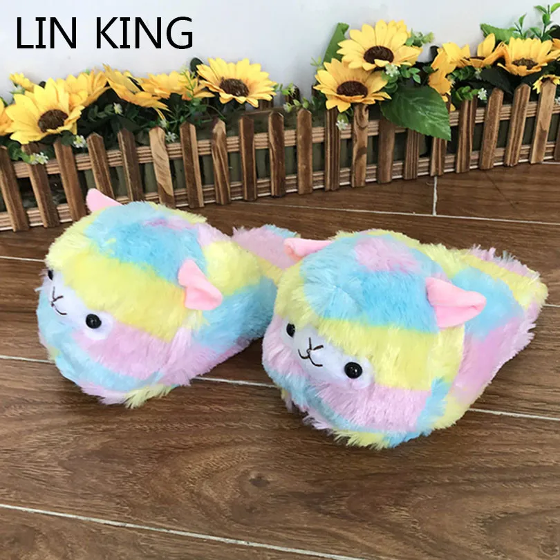 LIN KING/разноцветная домашняя обувь из альпаки с героями мультфильмов женские
