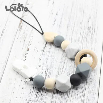 

Silicone And Wood Pacifier Clips Wooden Bead Dummy Clip Holder Cute Soother Chain Baby Teething Toy for Baby Chew attache tetine