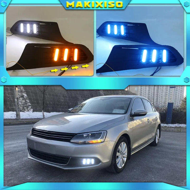 

1 Set 12v LED For Volkswagen VW Jetta Sagitar 2012 2013 2014 DRL Daytime Running Lights Daylight ABS Fog Lamp Cover