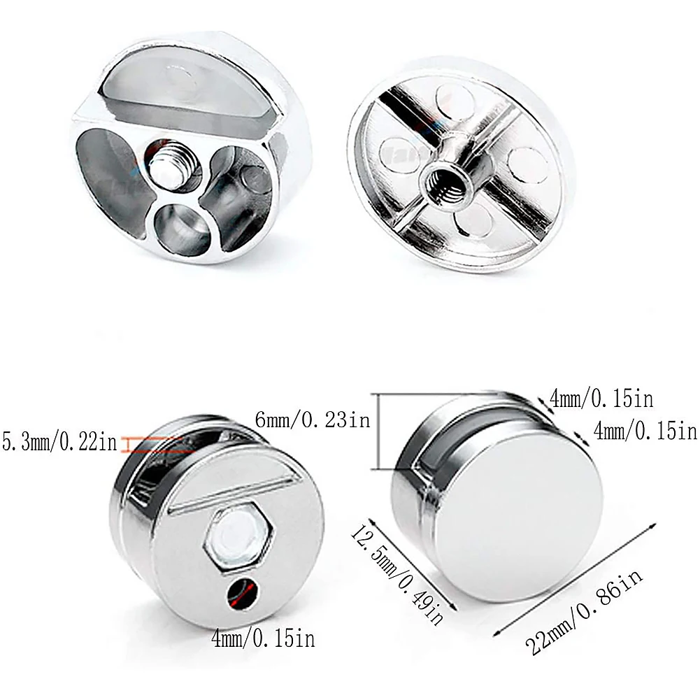 Glass Shelf Clamp Holder,Glass Fasteners 8Pcs 22mm/27mm Zinc Alloy Round Glass Clamp Bathroom Mirror Clips Holder Door Hardware
