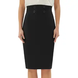 Женская юбка формальная офисная однотонная винтажная Ретро вечерние женские пуговицы с высокой талией