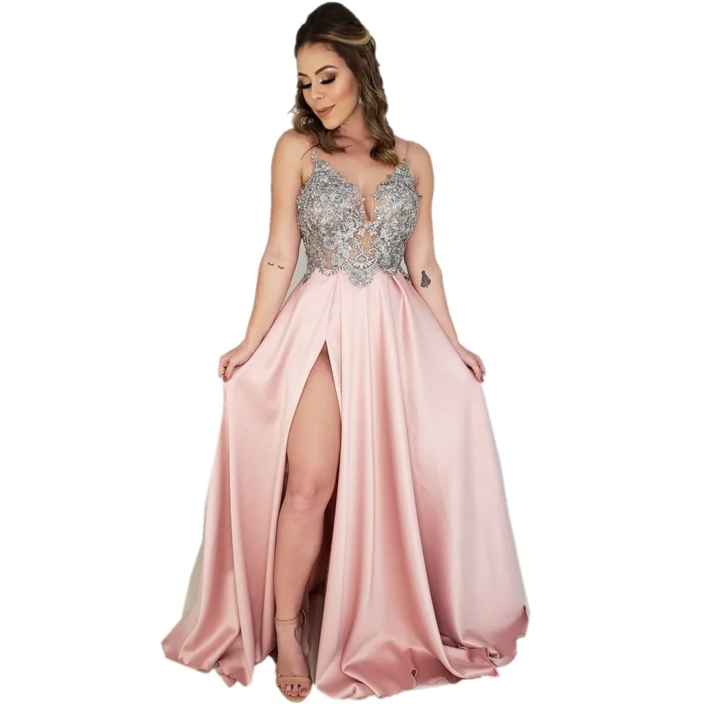 

Evening Formal Dress 2019 Abendkleider Vestido Longo Festa Robe De Soiree Pink Arabic Evening Dresses Long