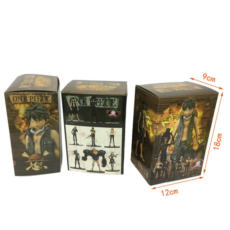 with box 9 видов стилей/lot Аниме Одна деталь Луффи Зоро игрушки Санджи и нами измельчитель Бог Усопп Робин Фрэнки Брук пластиковая фигурка героя модель игрушки - Цвет: with box