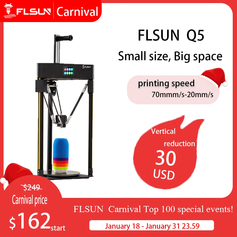 3D-принтер Flsun Q5 Delta Kossel сенсорный экран модель TMC2208 бесшумный драйвер