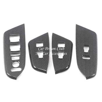

For Honda CR-V CRV 2017 2018 2019 Door Window Switch Button Cover Interior Armrest Lift Panel Trims Carbon Fibre Car Accessories