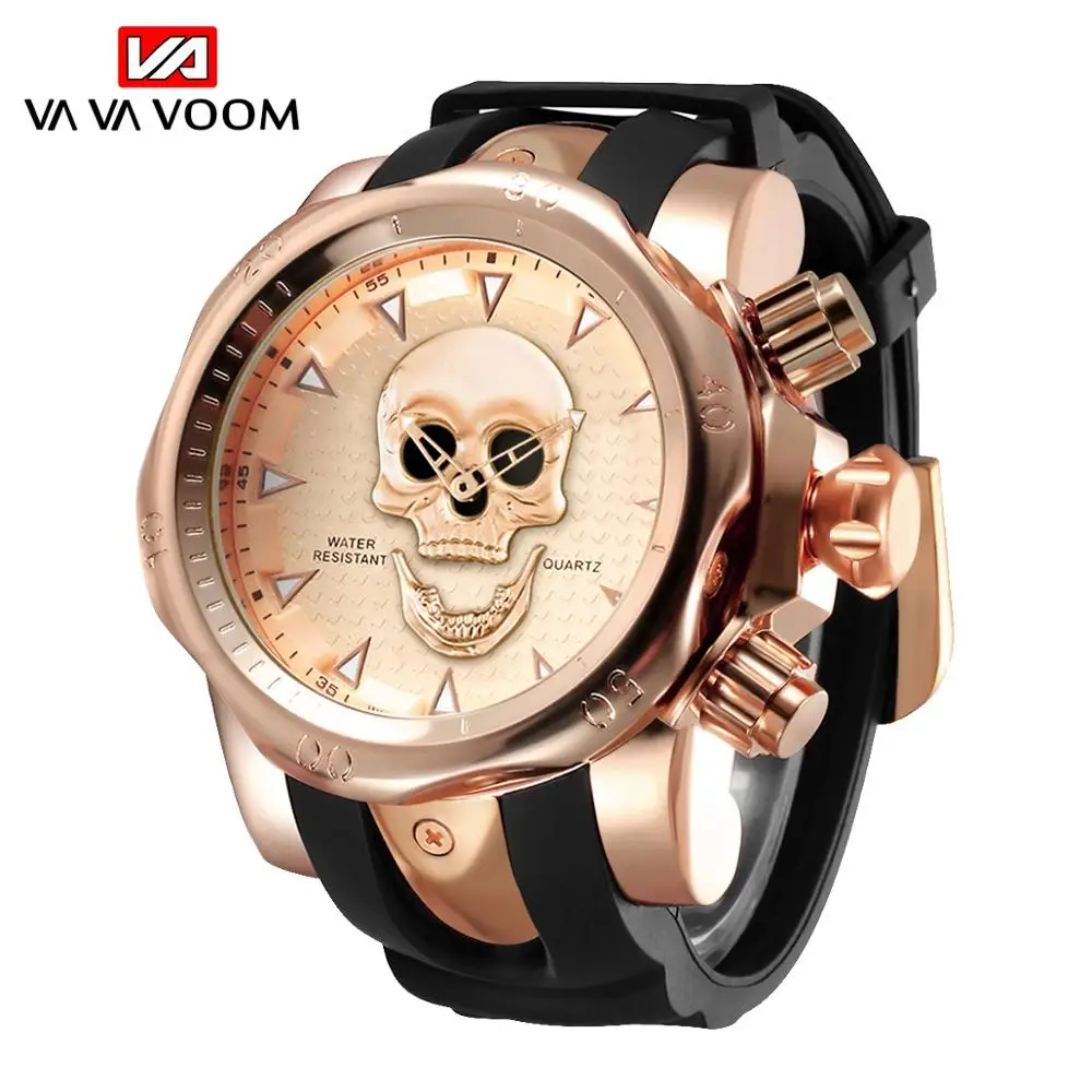 

2019 Relogio Big dial VAVA VOOM Fashion personality Men Quartz Watch Business Sports Silicone Strap Gold Waterproof Watch Wrist