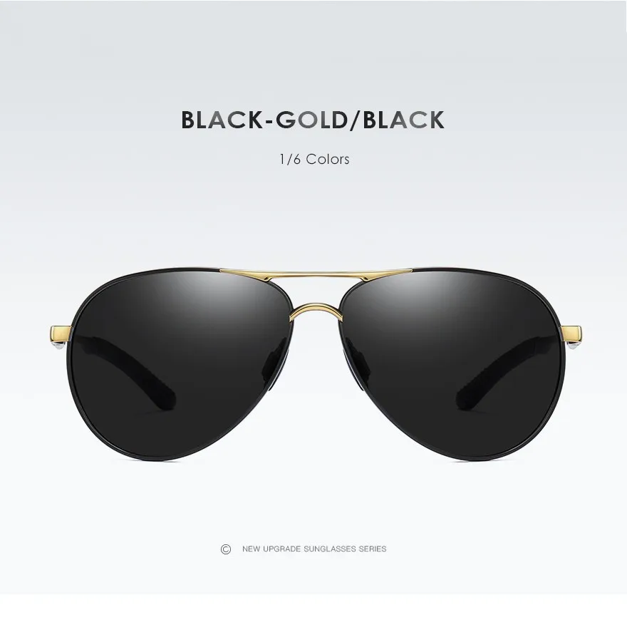 Мужские поляризационные солнцезащитные очки-авиаторы фирменный Дизайнер Пилот мужские солнцезащитные очки Gafas Oculos De Sol Masculino для мужчин - Цвет линз: black gold grey