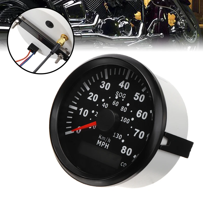 

1PC 9-32VDC Car Truck Motorcycle 85MM GPS Speedometer Odometer Gauge 80MPH 130km/h For Vehicles Ships Yachts