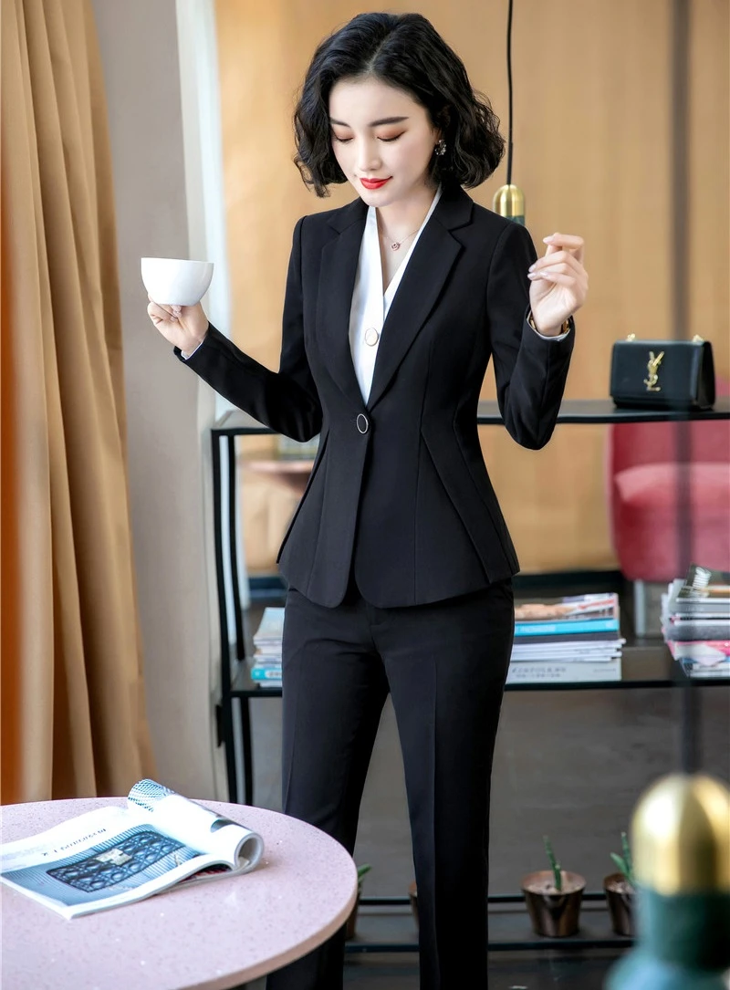 Новинка, красный стиль, OL, для женщин, Бизнес Стиль, одежда для работы, костюмы с брюками и пиджаками, пальто, профессиональный офисный Женский блейзер, брючный костюм