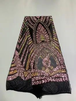 

2020 New Designs African Lace Fabric High Quality Lace Material French Embroidered Tulle Lace Fabric With Sequins