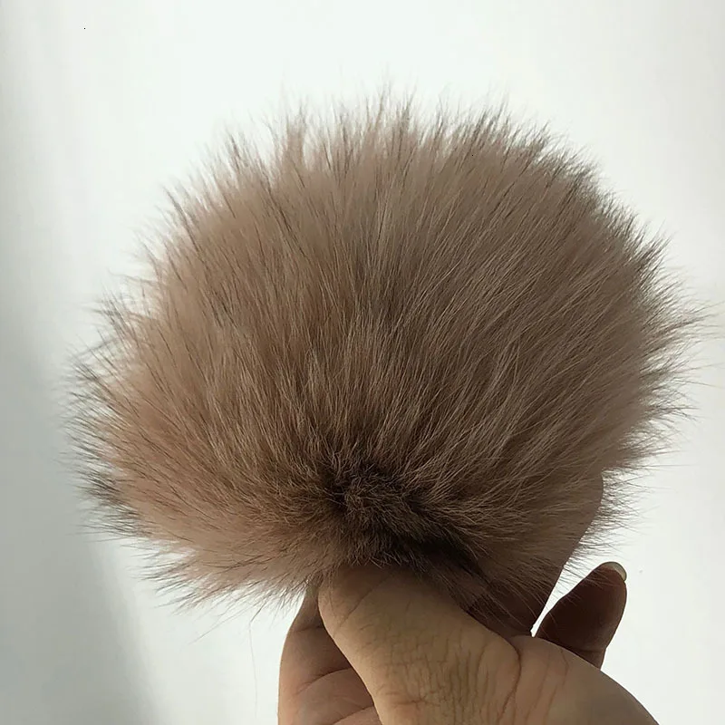 15 см натуральный животный Hairball Hat помпон ручной работы DIY действительно енот большой волос шар шляпа помпон с пряжкой