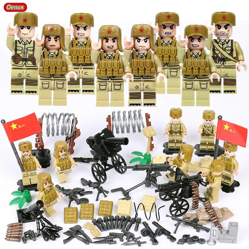 Chinese Army 2 Oenux, новинка, 6 шт., WW2, мини, США, армейский солдат, фигурка, военный строительный блок, набор, WW2, военная модель оружия, MOC, кирпичная игрушка для детей - Цвет: Chinese Army 2