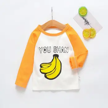 

Autumn Long Sleeve Fruit Print Splicing T-shirt Kid Baby Unisex O-neck Tops
