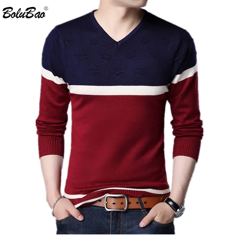 FGKKS модные брендовые мужские свитера мужские с v-образным вырезом в полоску Тонкий свитер пуловеры мужской удобный облегающий свитер Топы