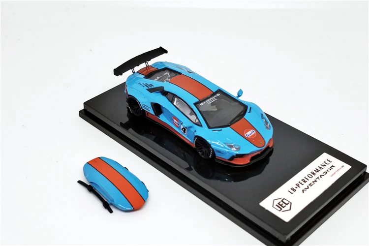 JEC 1:64 LB Works Liberty Walk LB Performance Aventador 2.0 GULF Martini with Roof Boxes Diecast Model Car
